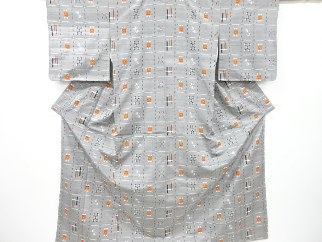 JAPANESE KIMONO / ANTIQUE KIMONO / SILK / FUSHI TSUMUGI / WOVEN FLOWER